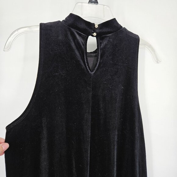 One Clothing Long Maxi A-Line Dress Medium Black Velvet Sleeveless Keyhole Back - Picture 6 of 11